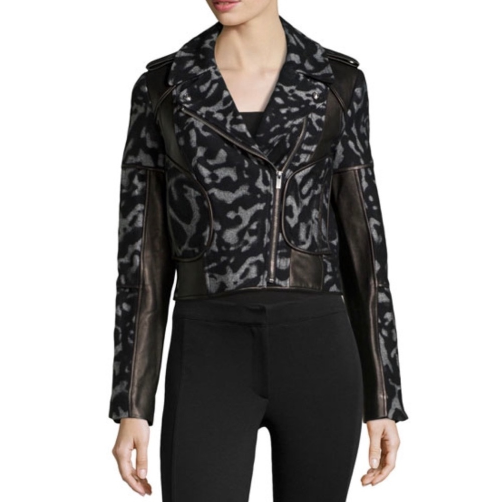 Diane von Furstenberg Leopard Wool Leather Coat 8